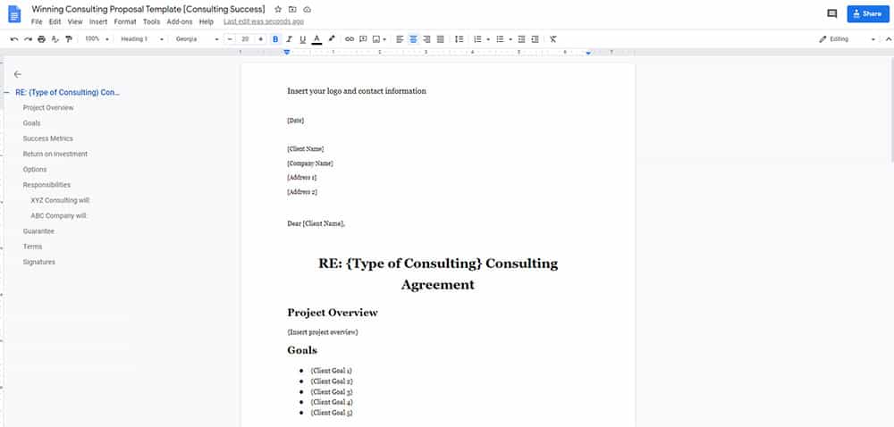 winning consulting proposal template doc